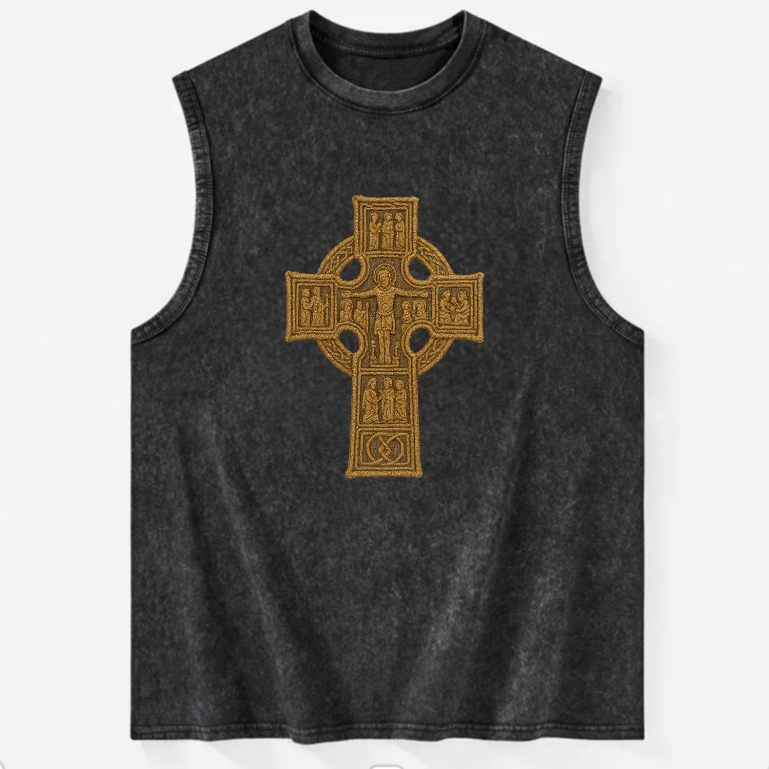 Monasterboice Cross - Vintage Washed Tank - Black