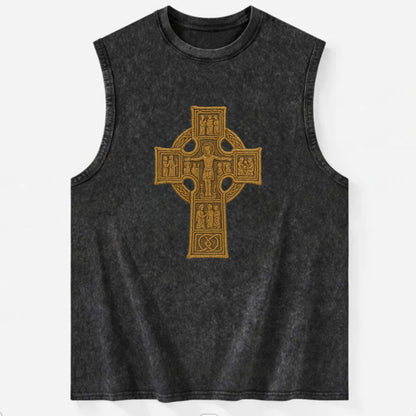 Monasterboice Cross - Vintage Washed Tank - Black