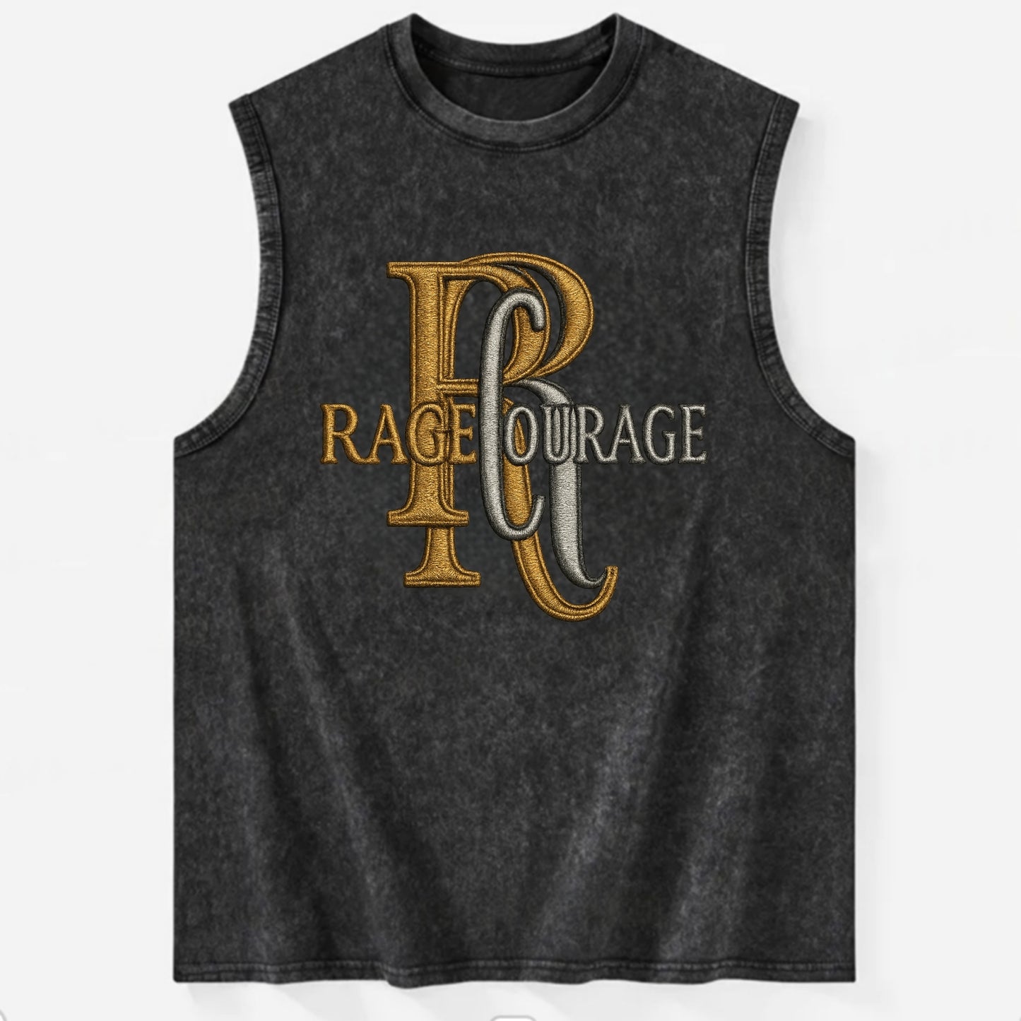 RAGE;COURAGE MODE Warrior Green Hat - Vintage Washed Tank - Black