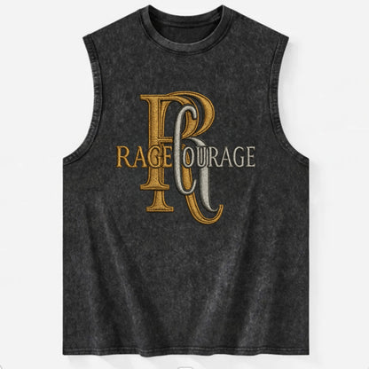 RAGE;COURAGE MODE Warrior Green Hat - Vintage Washed Tank - Black