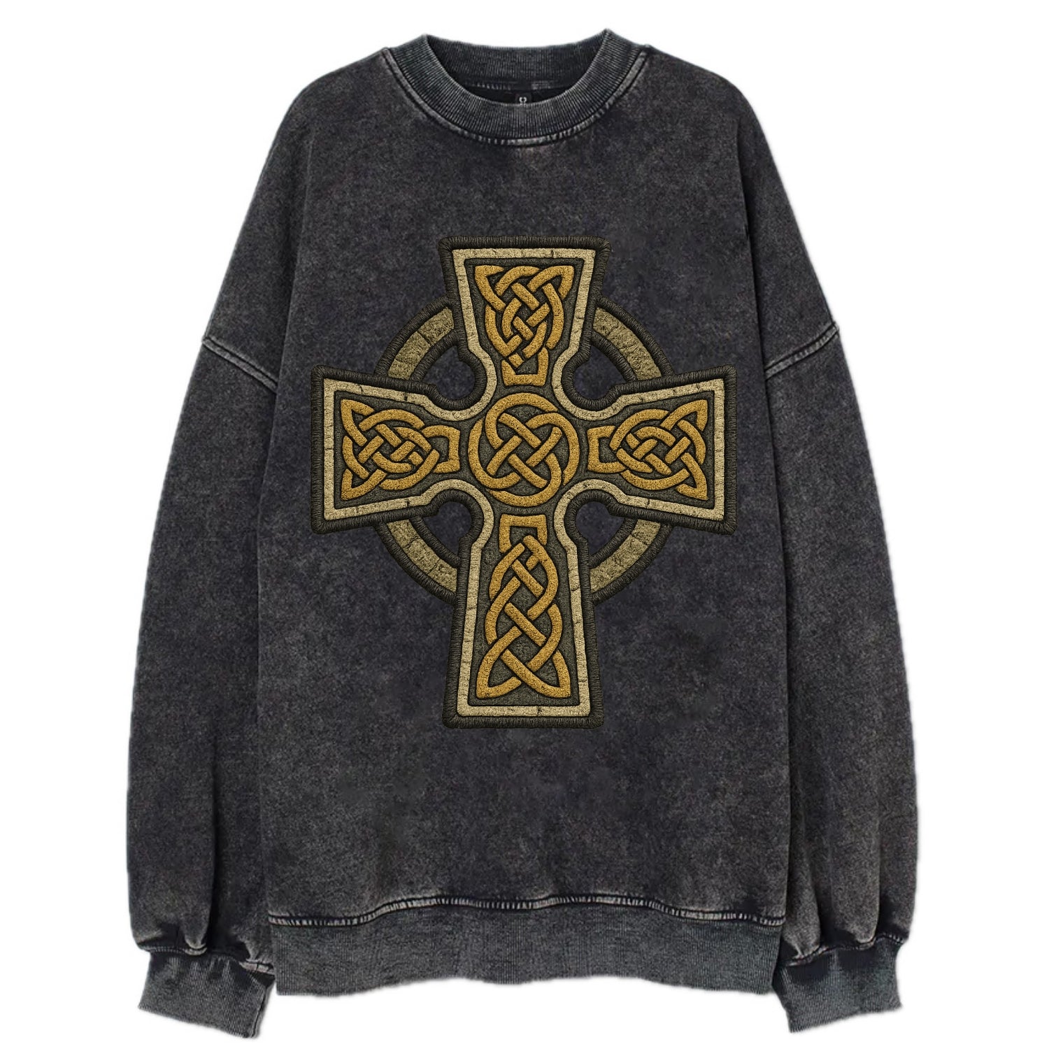 Celtic Cross  - Vintage Sweatshirt - Black