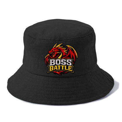 BOSS BATTLE - dragon silhouette in red and gold , raid - Bucket Hat - Black