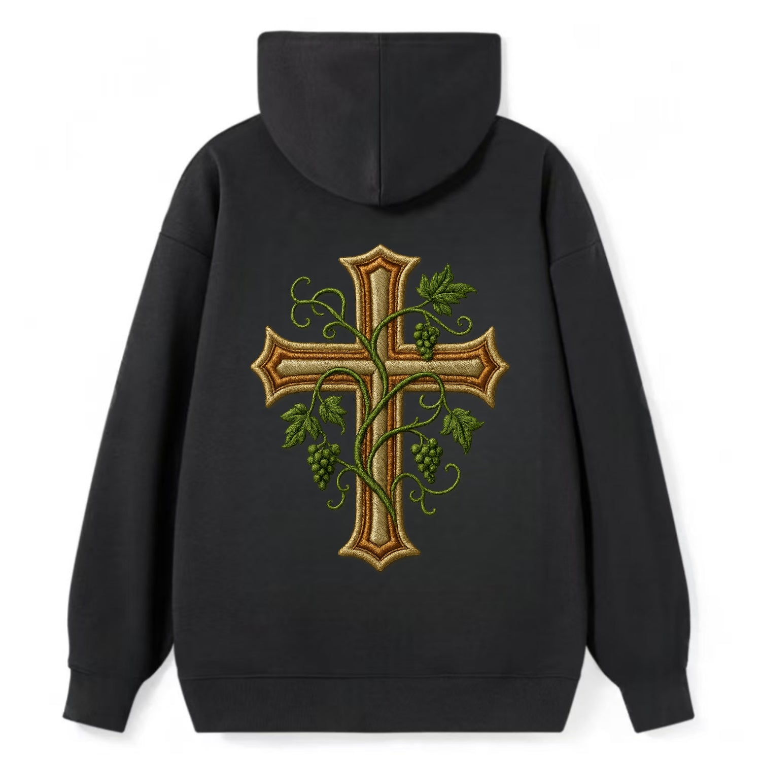 Vine Cross  - Classic Pullover Hoodie - Black