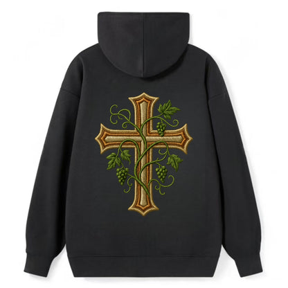 Vine Cross  - Classic Pullover Hoodie - Black