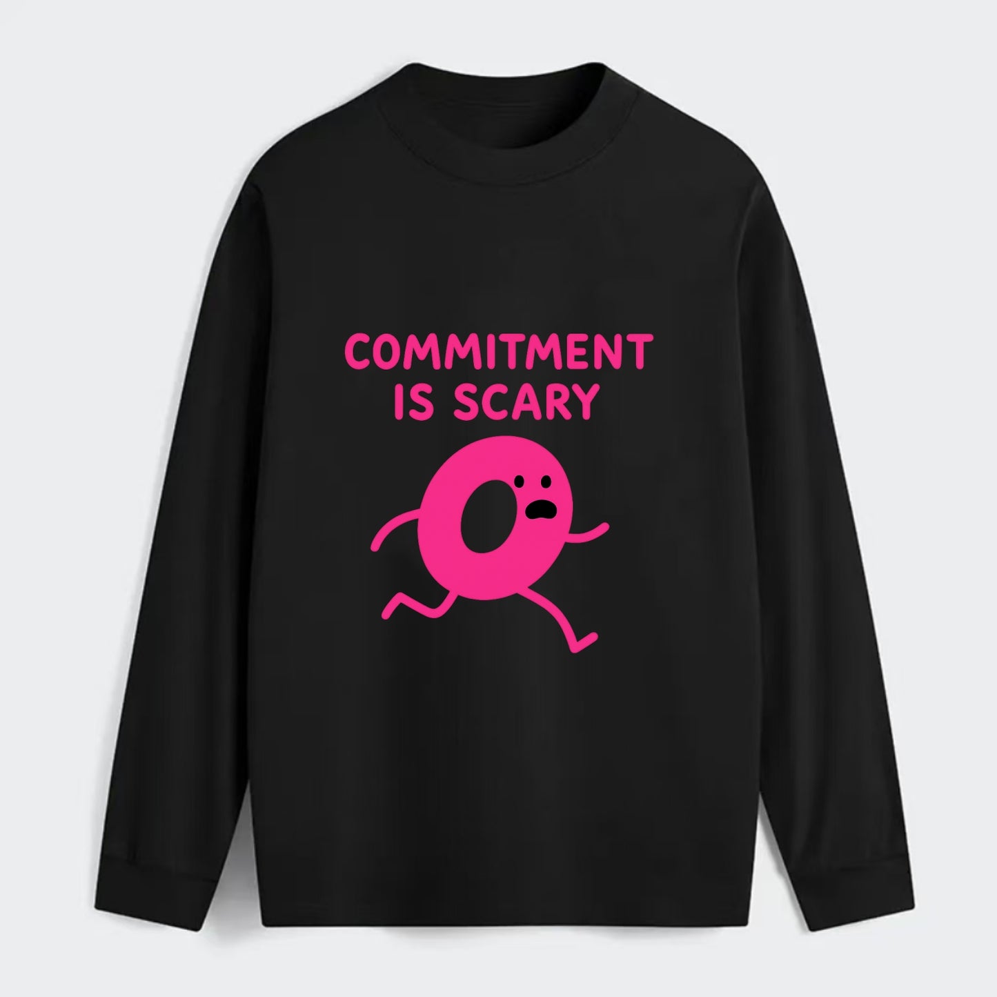 COMMITMENT IS SCARY | Terrified ring running away - Classic Long Sleeve Shirt - Black