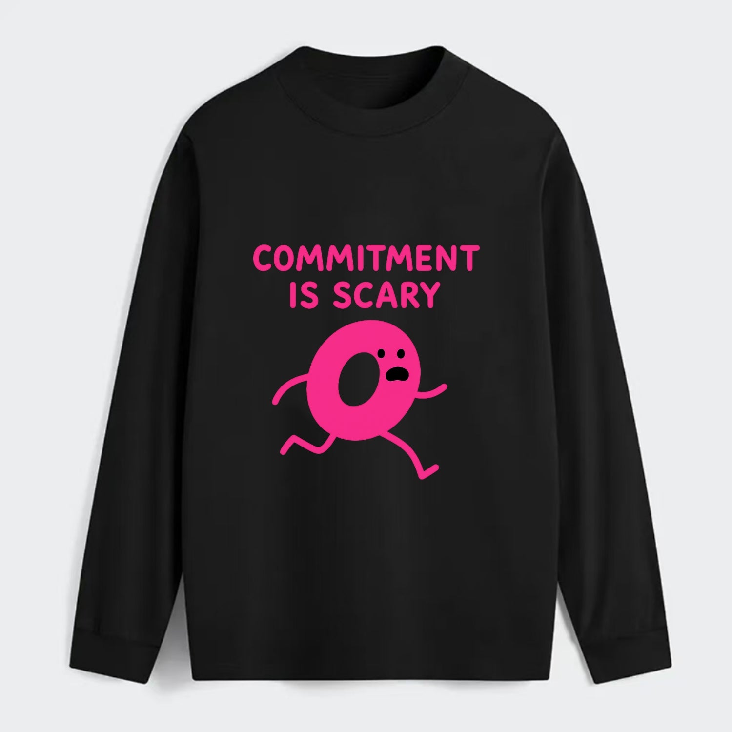 COMMITMENT IS SCARY | Terrified ring running away - Classic Long Sleeve Shirt - Black