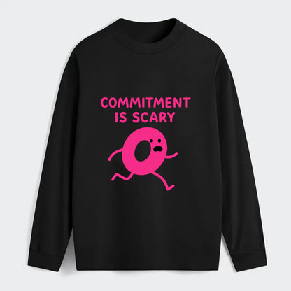 COMMITMENT IS SCARY | Terrified ring running away - Classic Long Sleeve Shirt - Black