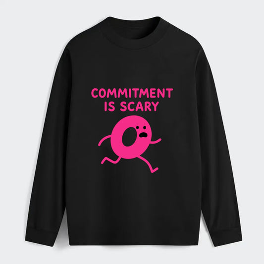 COMMITMENT IS SCARY | Terrified ring running away - Classic Long Sleeve Shirt - Black