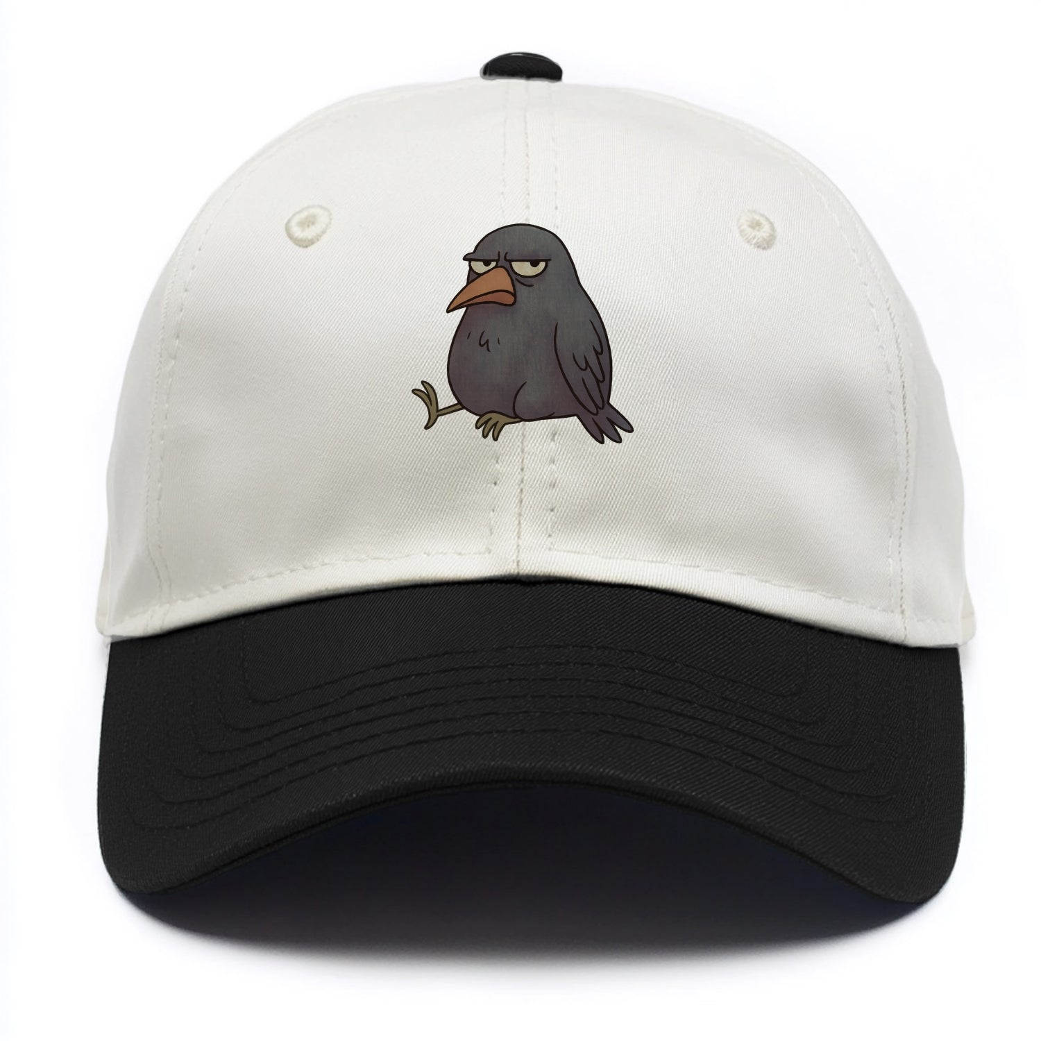 THE CROW JUDGES SILENTLY | Black crow with disapproving look - Two Tone Cap - Black