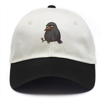 THE CROW JUDGES SILENTLY | Black crow with disapproving look - Two Tone Cap - Black