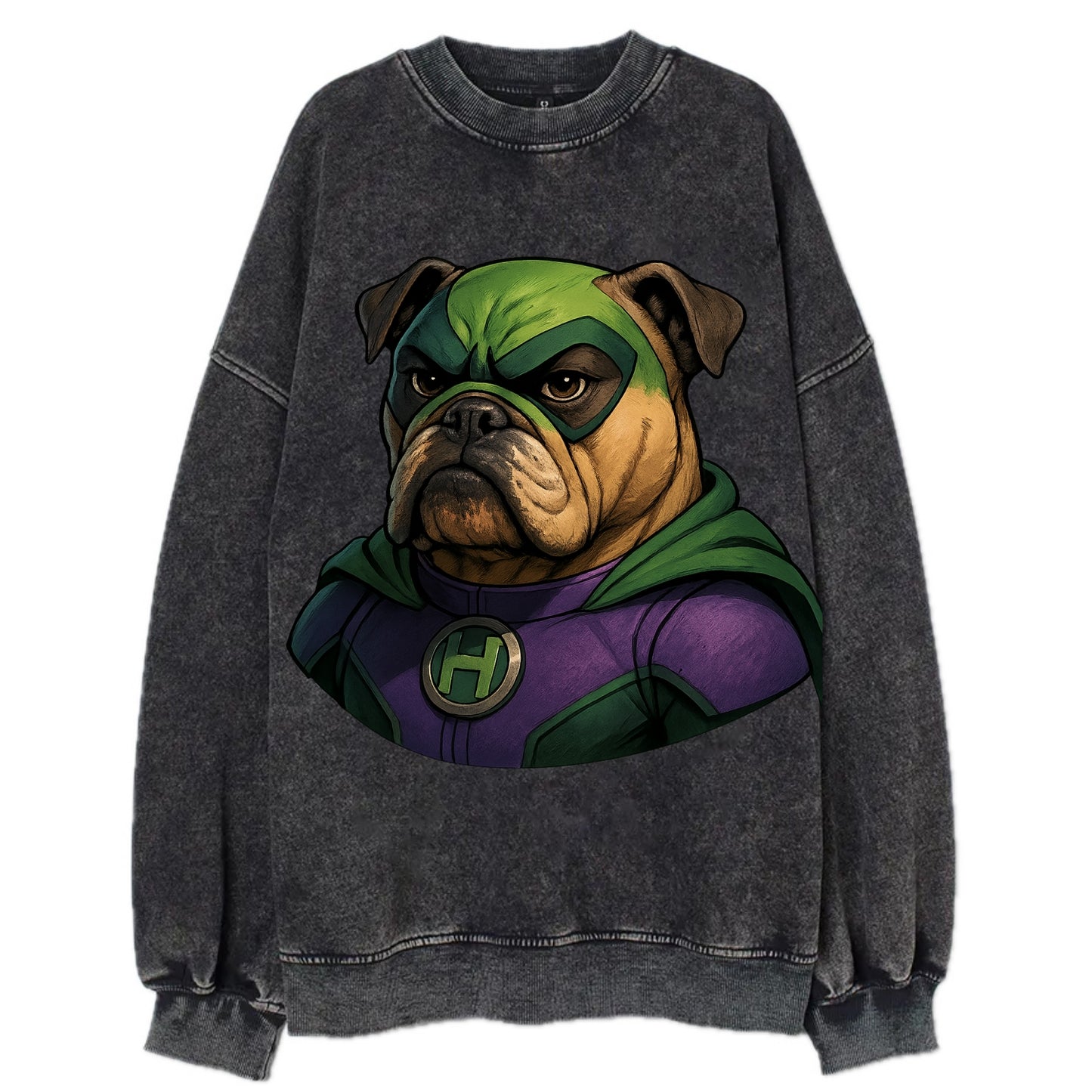 Bulldog Strong Hero  - Vintage Sweatshirt - Black