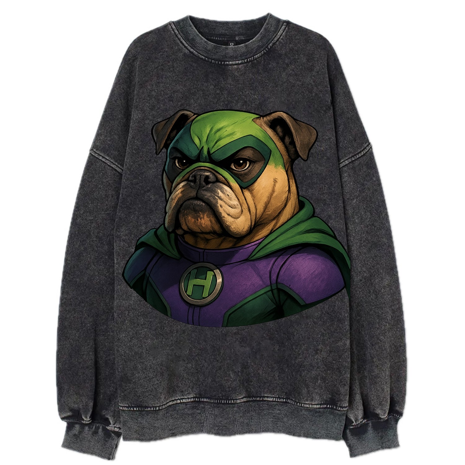 Bulldog Strong Hero  - Vintage Sweatshirt - Black