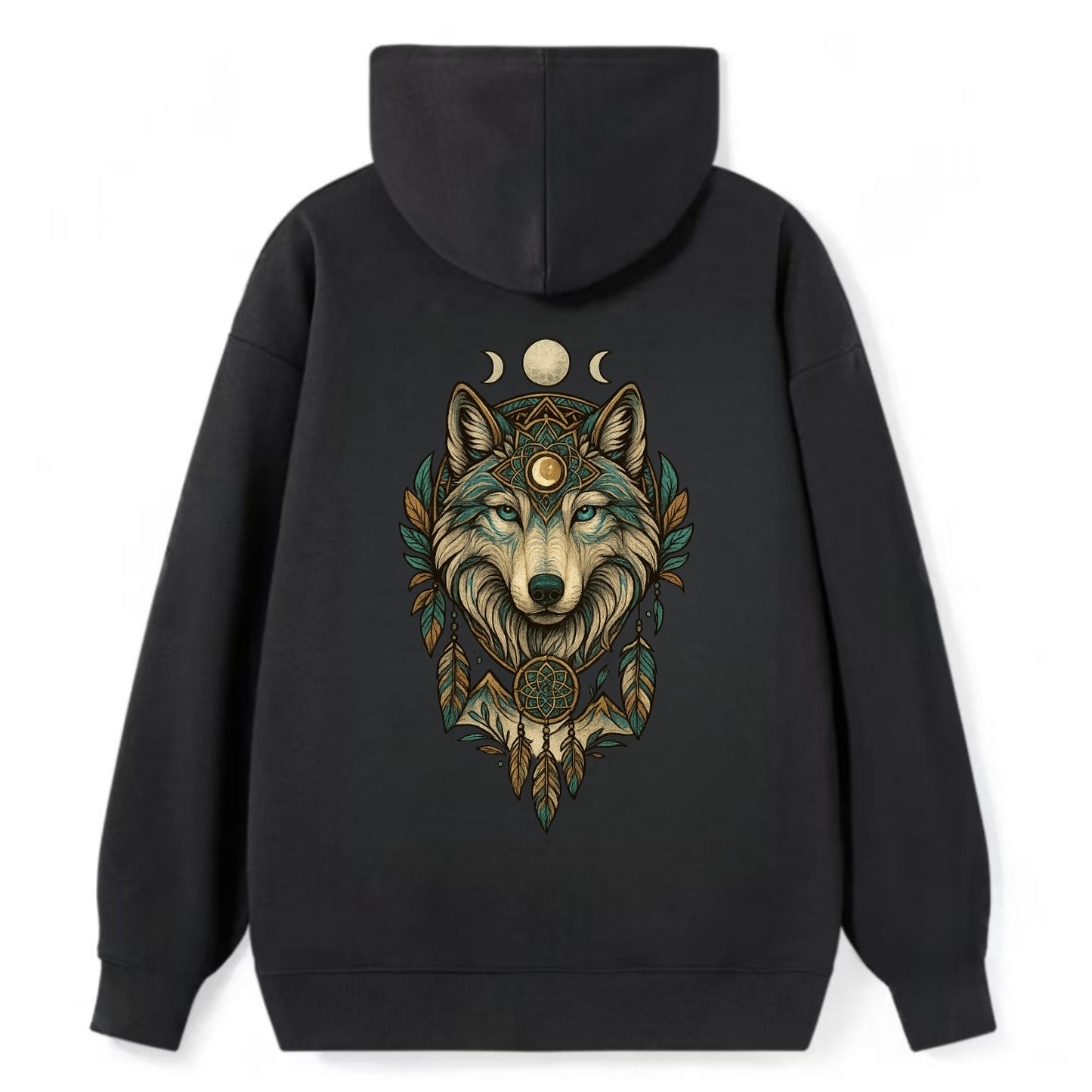 Pearl Wolf Shimmer  - Classic Pullover Hoodie - Black