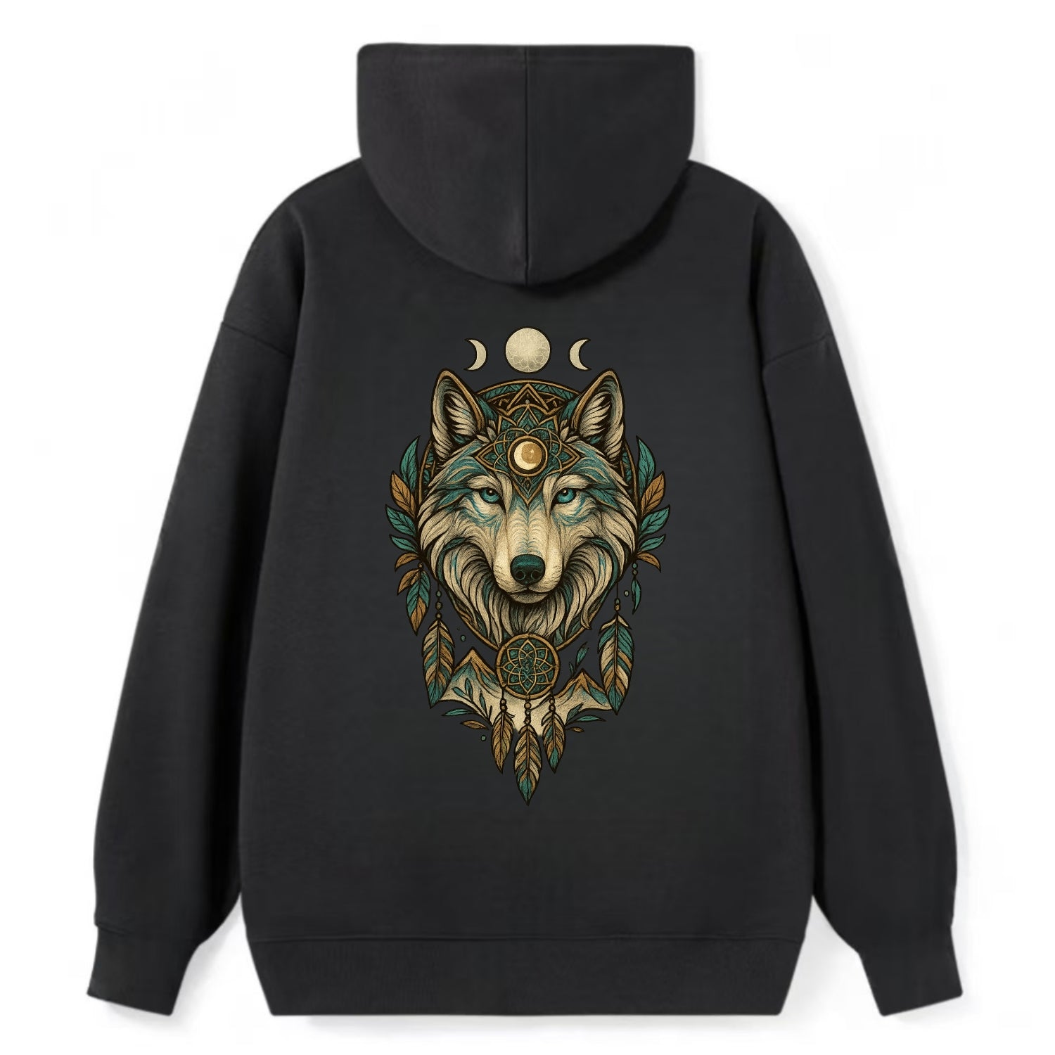 Pearl Wolf Shimmer  - Classic Pullover Hoodie - Black