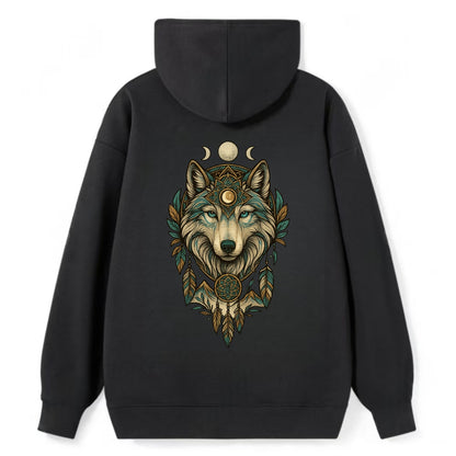 Pearl Wolf Shimmer  - Classic Pullover Hoodie - Black
