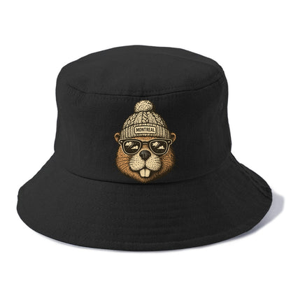 Montreal Beaver wearing Montreal beanie - Bucket Hat - Black