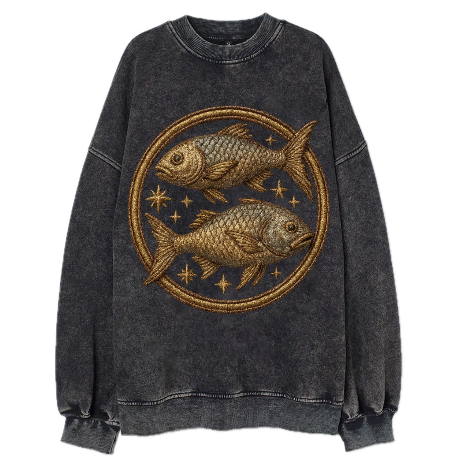 Pisces Fish  - Vintage Sweatshirt - Black