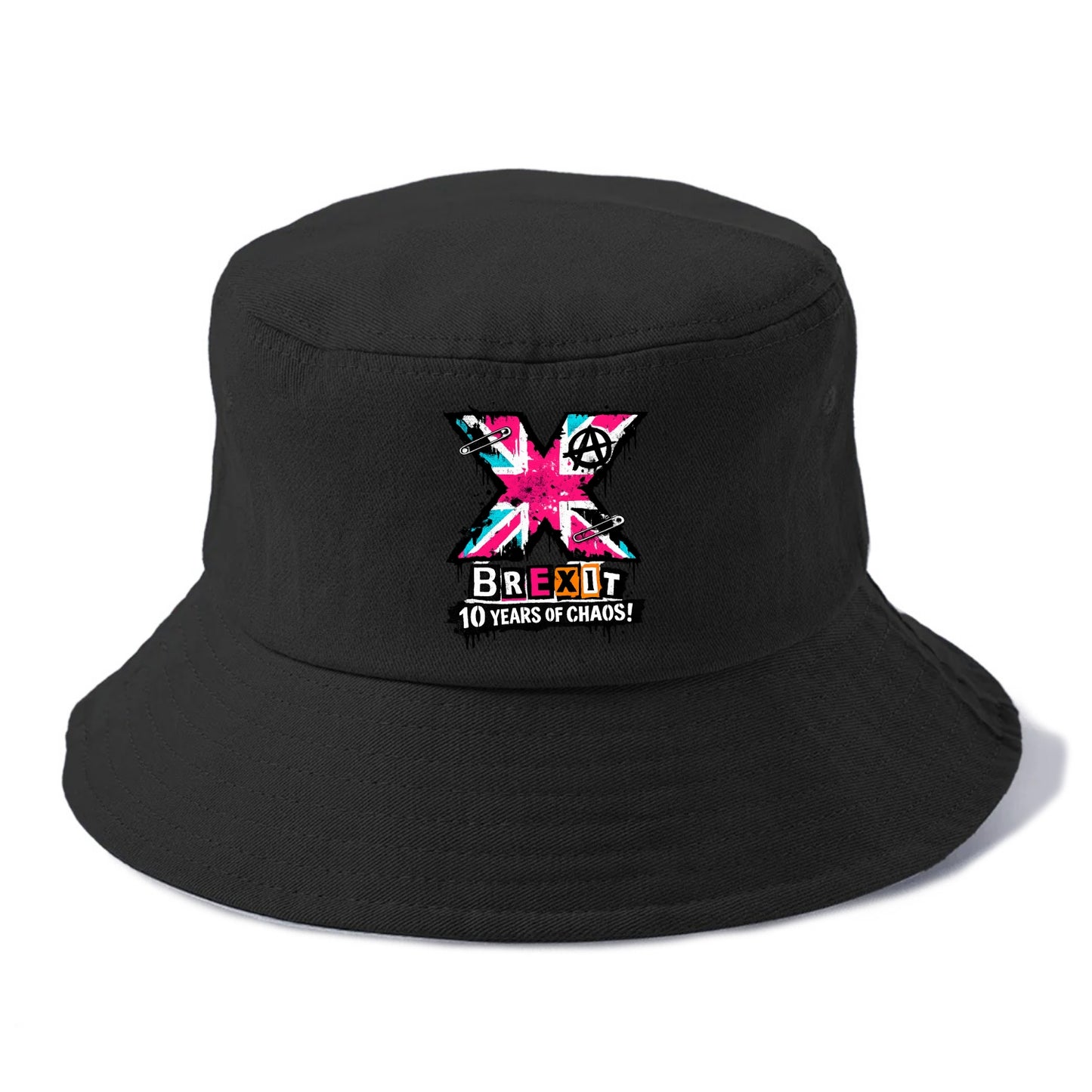 X YEARS | Roman numeral X massive | Union Jack fill pattern | Bold statement design | - Bucket Hat - Black