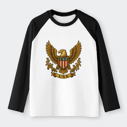 Usa Heritage Eagle 3 - Raglan Long Sleeve T-Shirt - Black