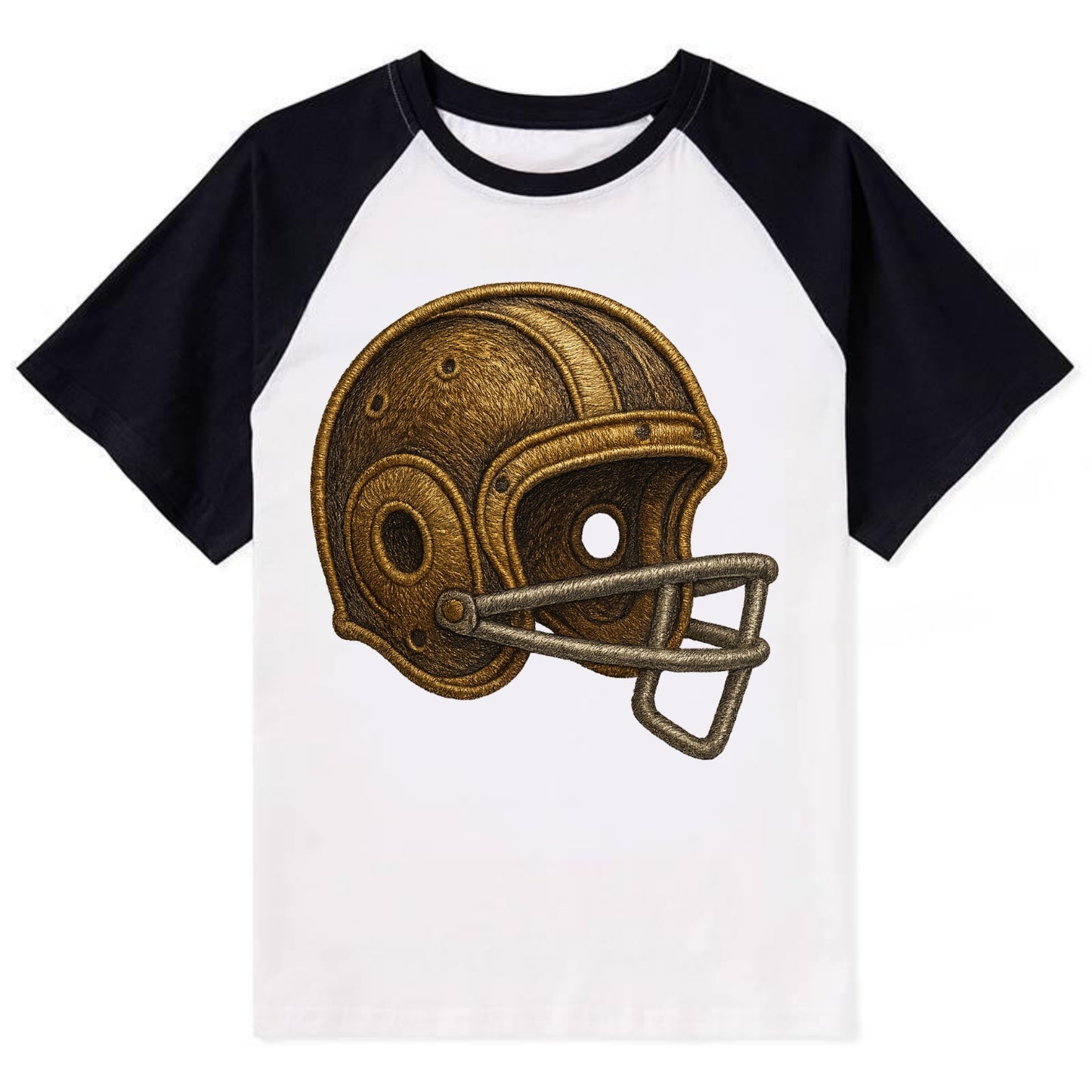 Football Helmet  - Contrast Raglan T-shirt - Black