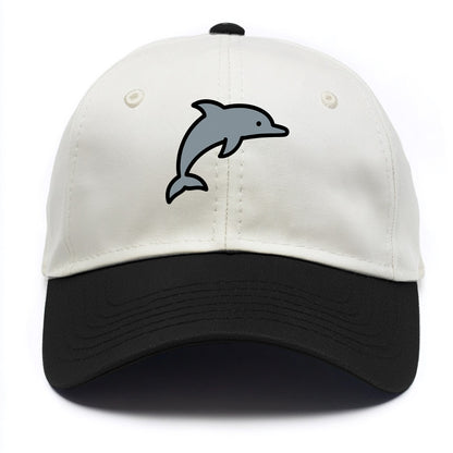 Bottlenose Dolphin - Gray jumping pose flat side profile - Two Tone Cap - Black