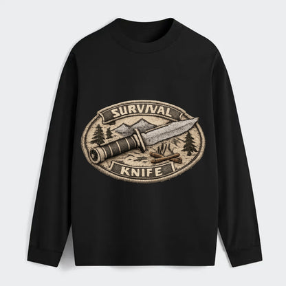 SURVIVAL KNIFE - fixed blade with compass in silver and black , - Classic Long Sleeve Shirt - Black