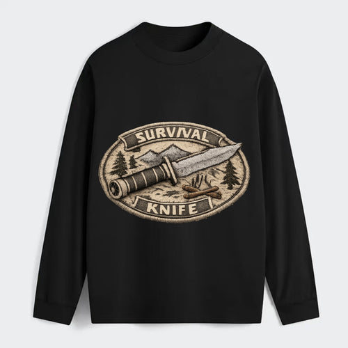 SURVIVAL KNIFE - fixed blade with compass in silver and black , - Classic Long Sleeve Shirt