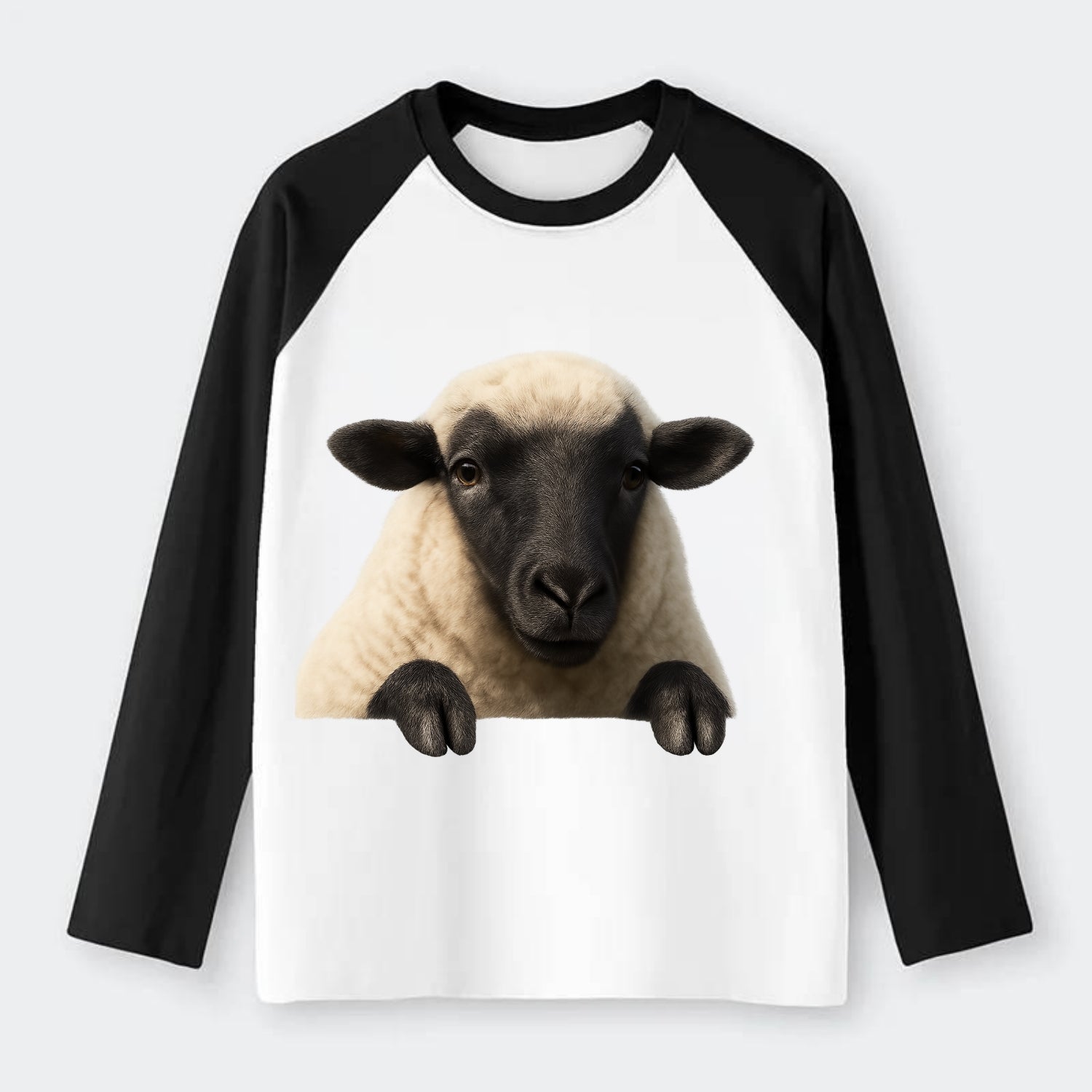 Sheep  - Raglan Long Sleeve T-Shirt - Black