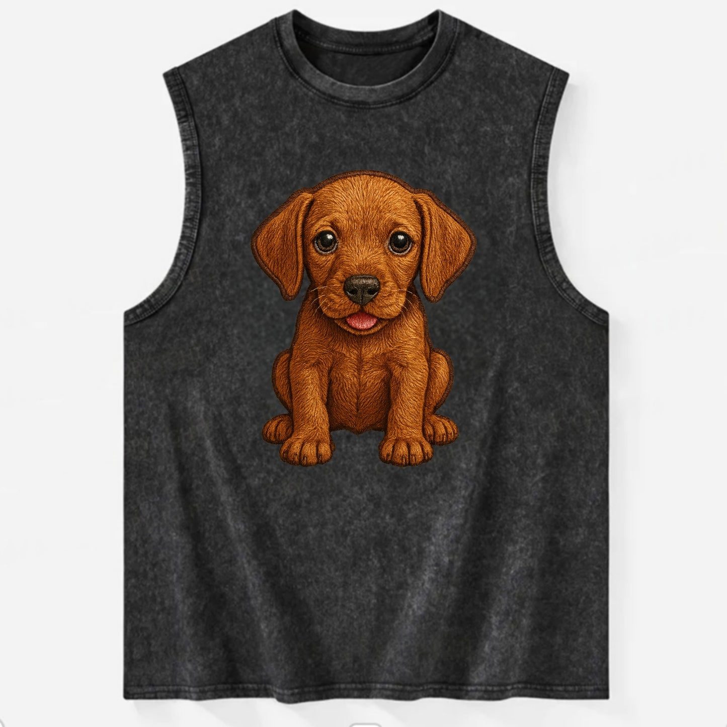 Baby Vizsla Puppy - golden rust coat, soulful eyes, athletic build, - Vintage Washed Tank - Black