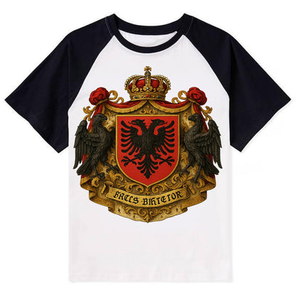 Albania Double Eagle Emblem - Contrast Raglan T-shirt - Black