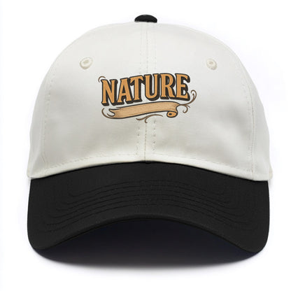 Bold typography design - "NATURE" - natural world, organic - Two Tone Cap - Black
