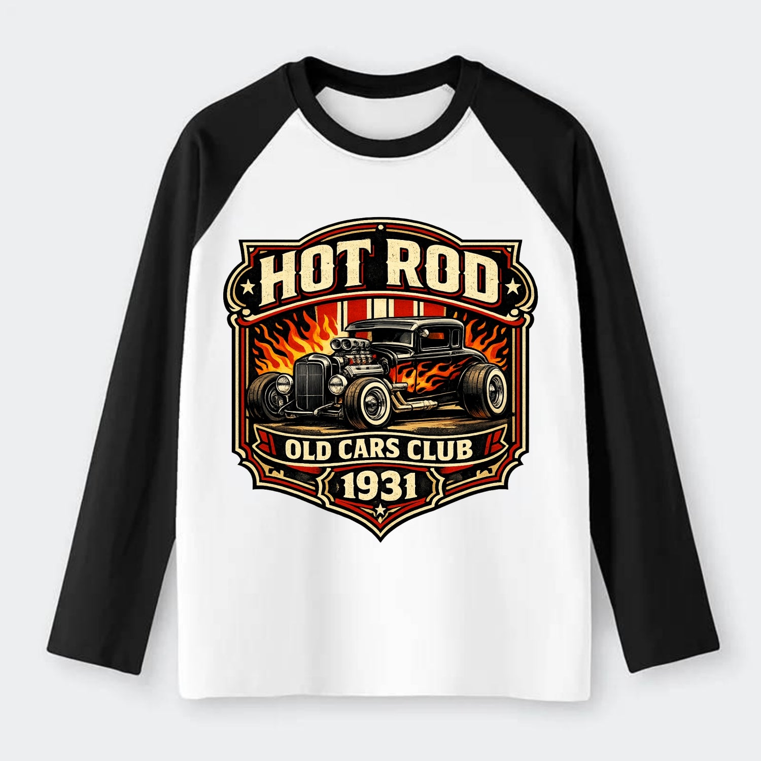 Hot Rod Club 1931 - Raglan Long Sleeve T-Shirt - Black