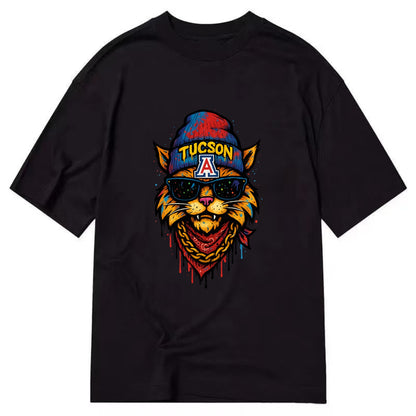Tucson Wildcat wearing Arizona beanie with A patch - Classic T-shirt - Black
