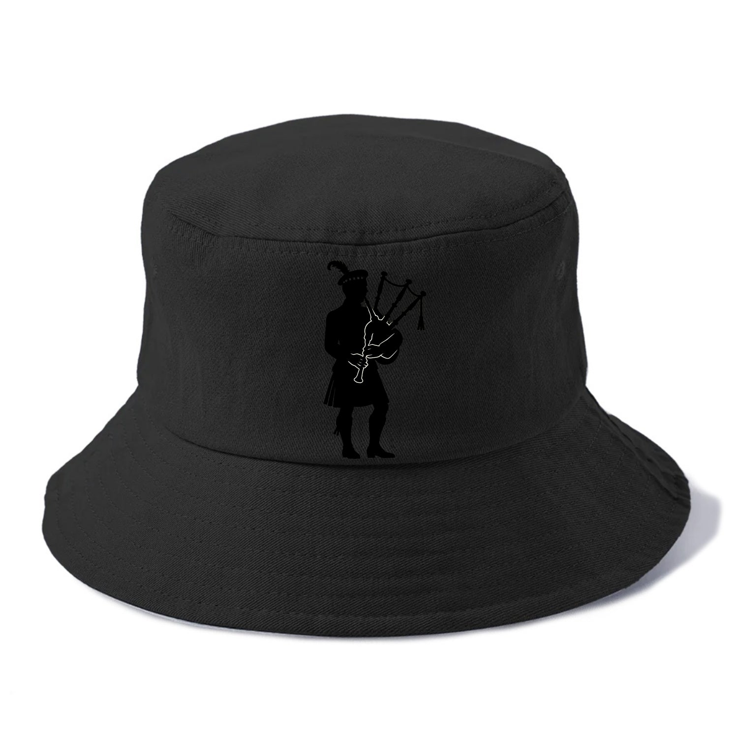 Bagpiper in traditional stance - Bucket Hat - Black