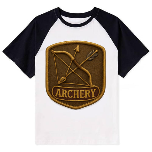 Bow and arrow crossed - archery enthusiast - Contrast Raglan T-shirt