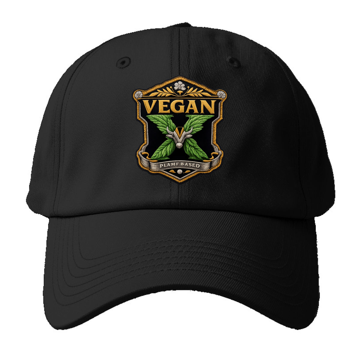 VEGAN X - plant-based symbol in green , animal rights - Baseball Cap For Big Heads - Black