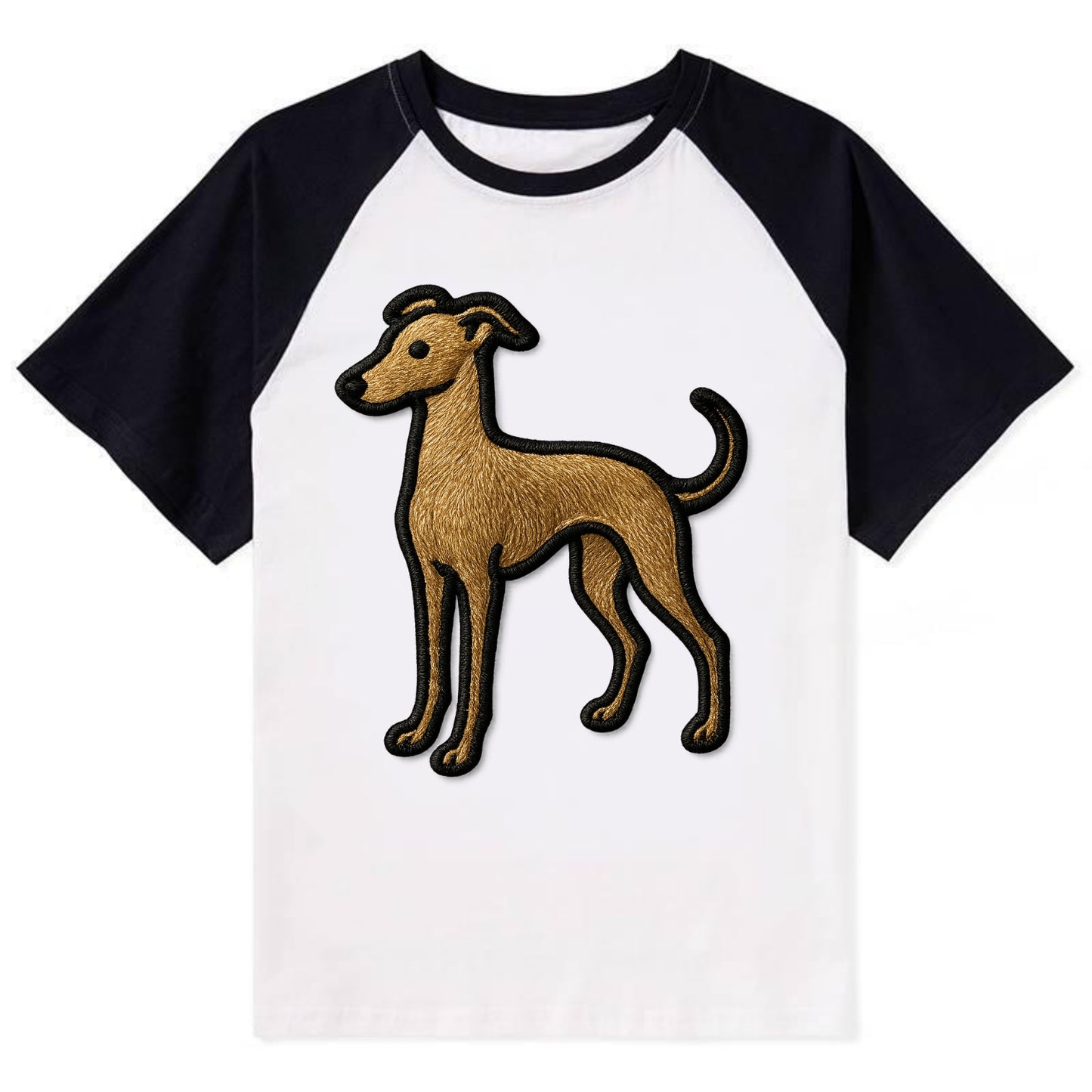 Italian Greyhound - Modern elegant silho - Contrast Raglan T-shirt - Black