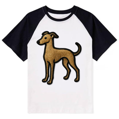 Italian Greyhound - Modern elegant silho - Contrast Raglan T-shirt - Black