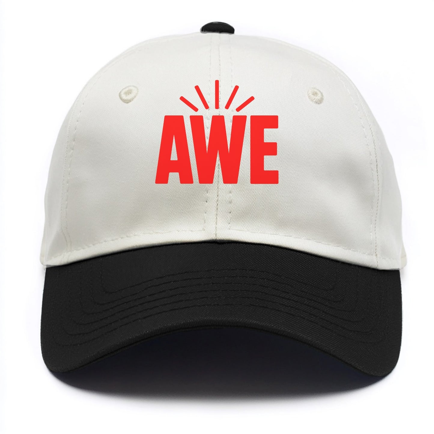 Bold typography design - "AWE" - overwhelming wonder - Two Tone Cap - Black