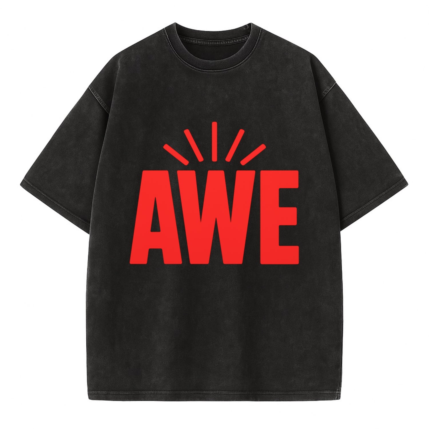Bold typography design - "AWE" - overwhelming wonder - Vintage T-shirt - Black