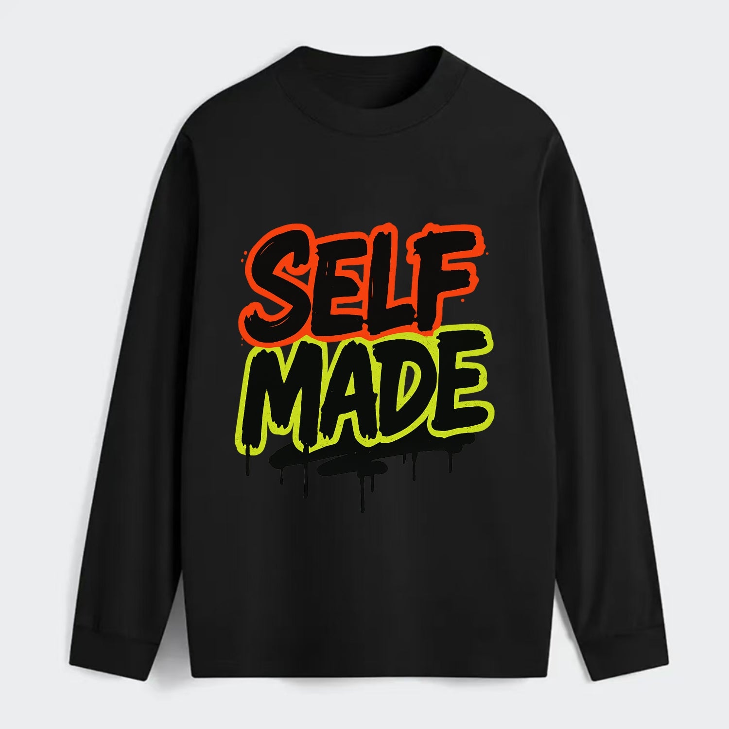Bold typography design - "SELF MADE" - built from nothing, earned - Classic Long Sleeve Shirt - Black