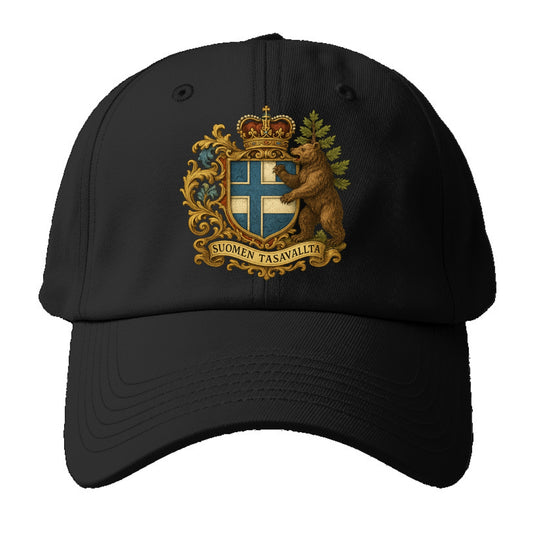Finland Brown Bear Emblem - Baseball Cap For Big Heads - Black