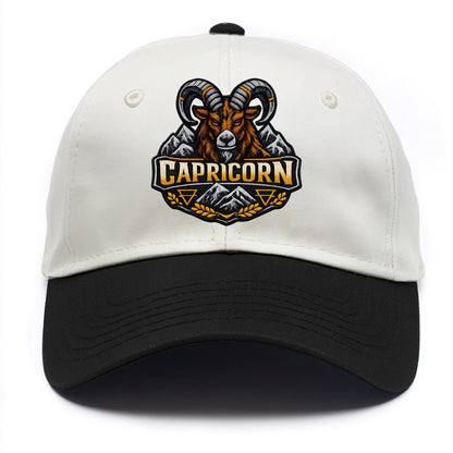 CAPRICORN GOAT - mountain goat in brown and gray , earth sign - Two Tone Cap - Black
