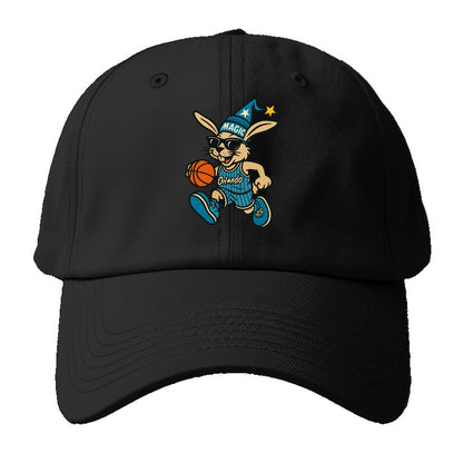 Orlando Rabbit wearing Magic blue and silver beanie with wizard hat and wayfarer - Baseball Cap - Black