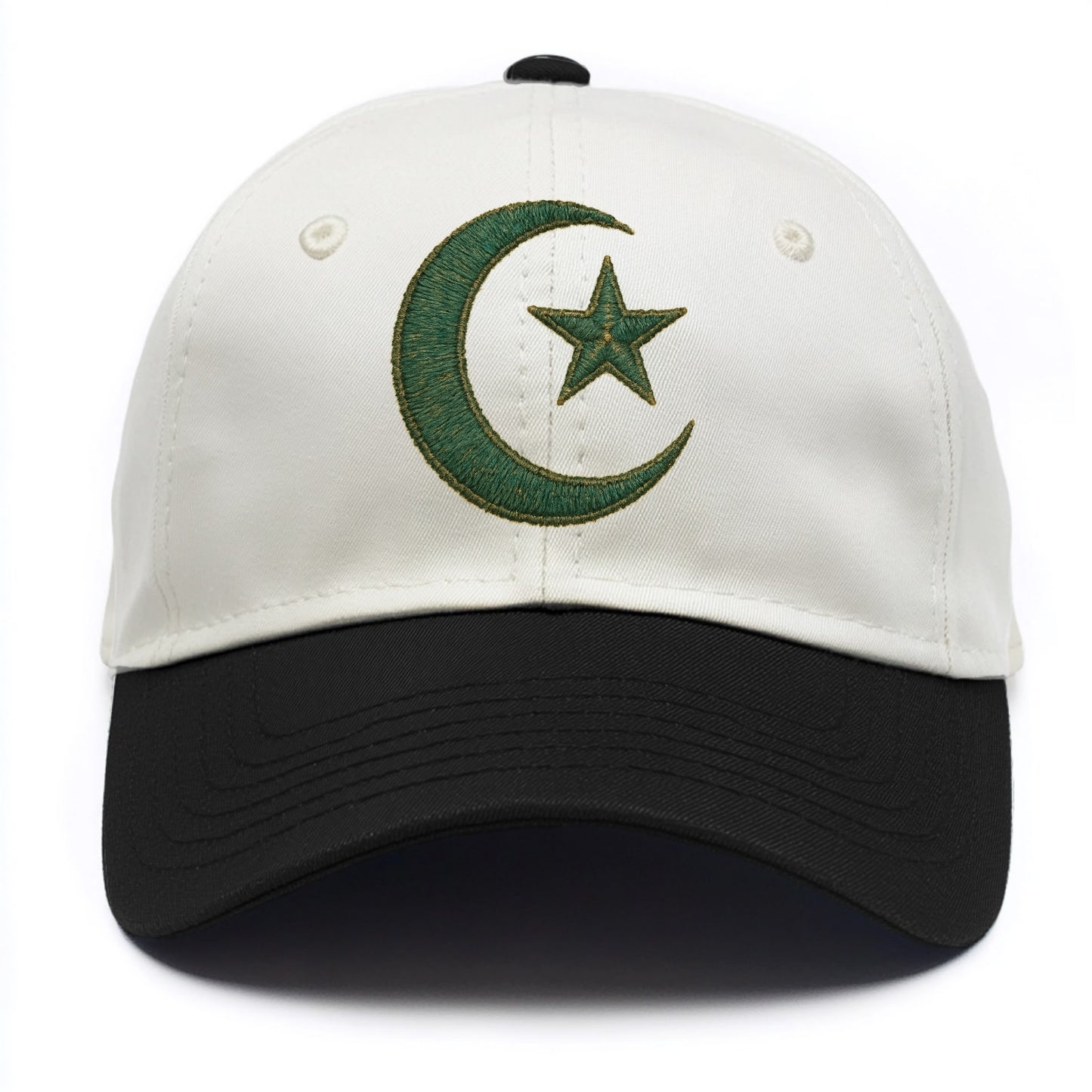 Crescent Moon and Star - Two Tone Cap - Black