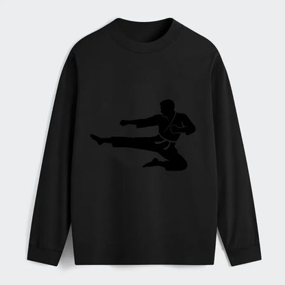 Martial artist flying kick - Classic Long Sleeve Shirt - Black