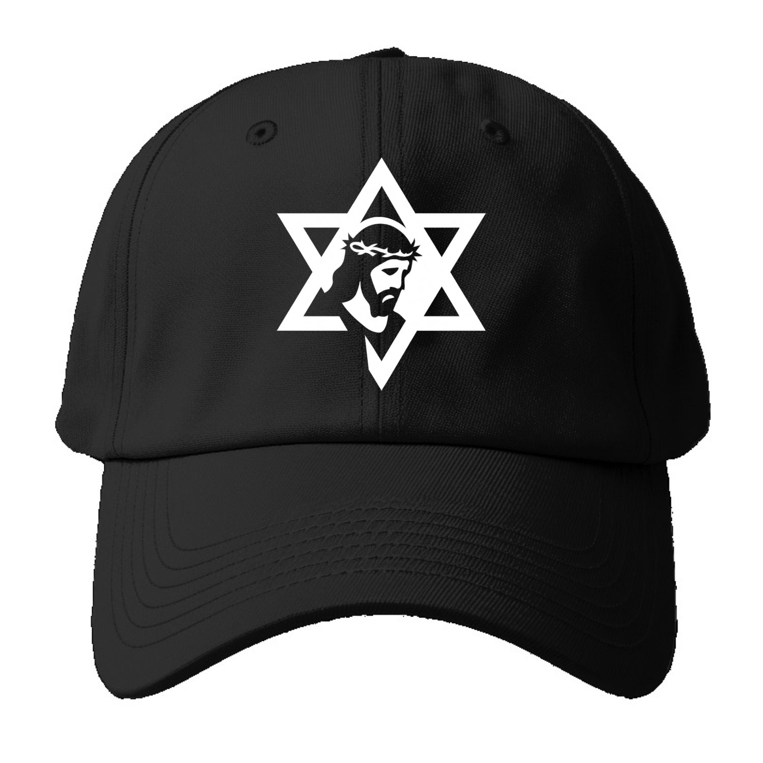 Star of David - negative space forms two overlapping triangles with hidden meaning - Baseball Cap - Black