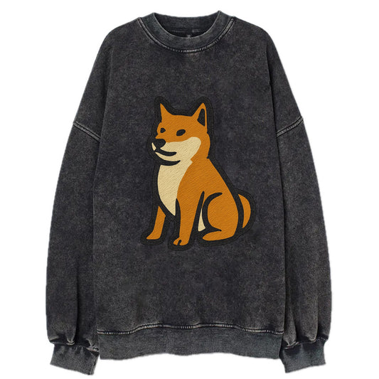 Shiba Inu - Red colored sitting pose - V Vintage Sweatshirt - Black