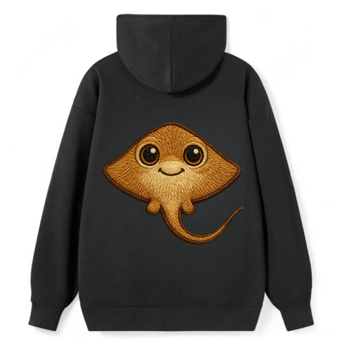 Baby Stingray - flat body, long tail, eyes on top, front-facing, friendly - Classic Pullover Hoodie
