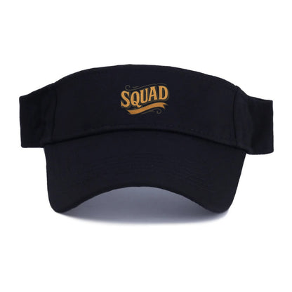 Bold typography design - "SQUAD" - your crew, your people - Visor - Black